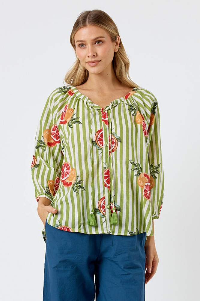 Kabana Inis Buttoned Top Khaki
