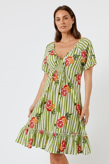 Kabana Inis Shirred Dress Khaki