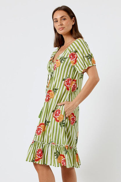Kabana Inis Shirred Dress Khaki