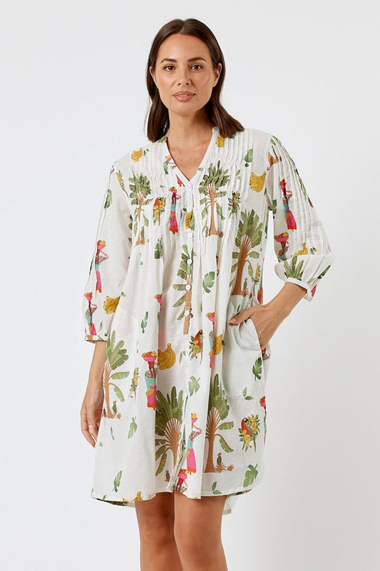 Kabana Sabrina Tuck Dress White