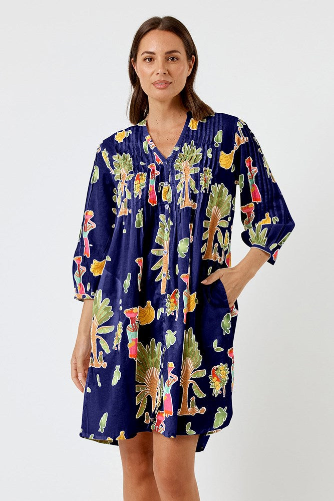 Kabana Sabrina Tuck Dress Navy