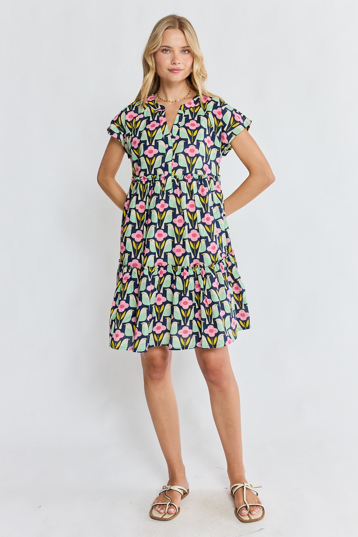 IBSA Maya Tiered Dress Navy