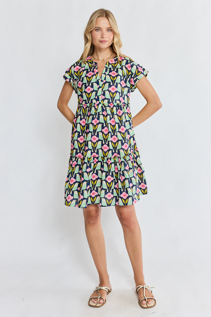 IBSA Maya Tiered Dress Navy