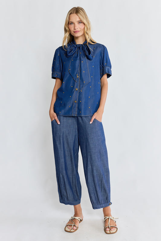 IBSA River Bow Shirt Indigo