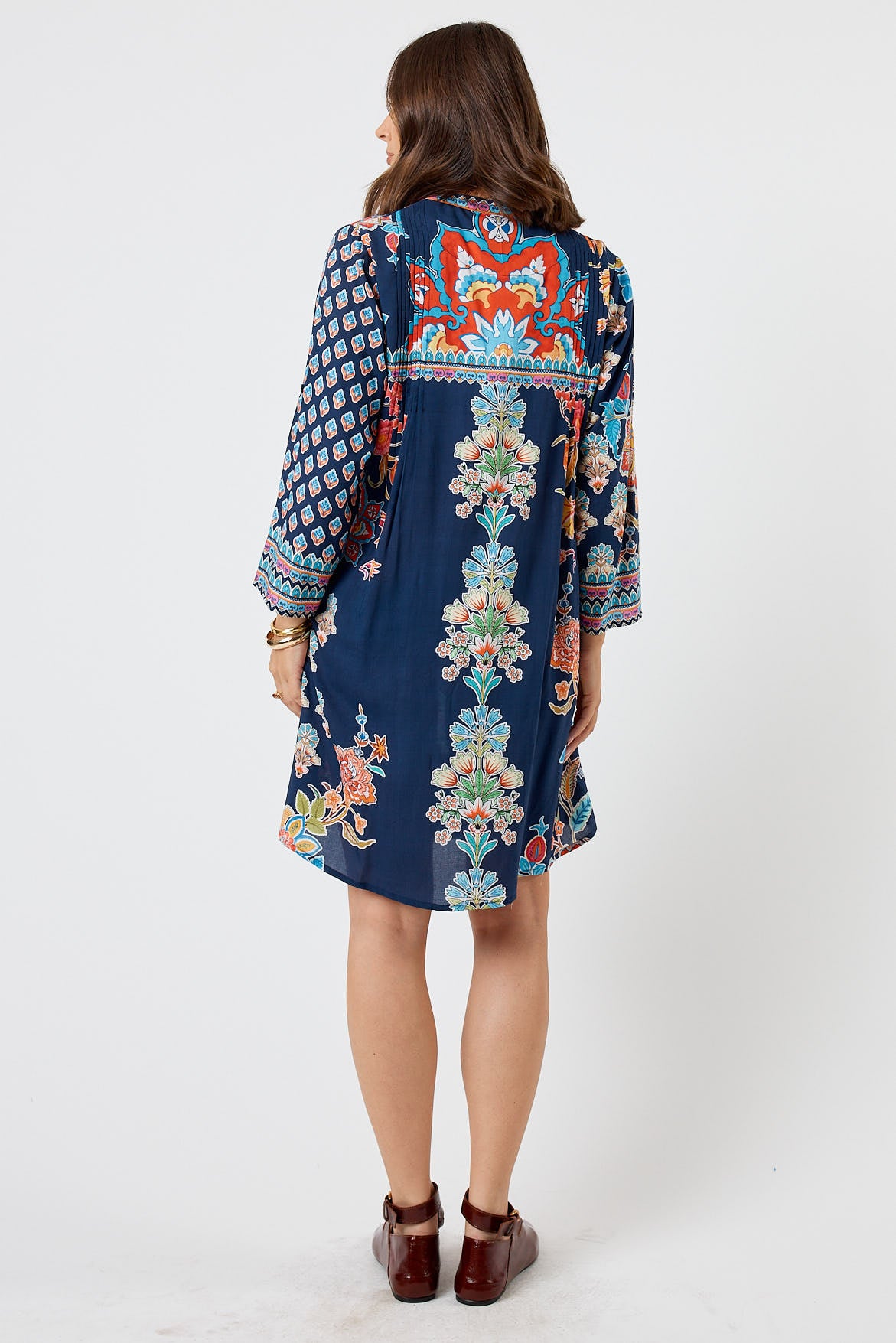 LulaLife Arden Button Dress Navy