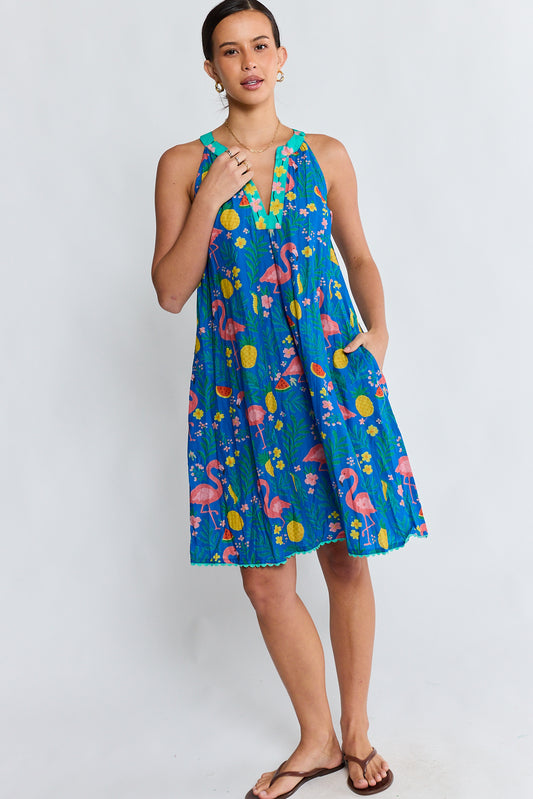 LulaLife Flamingo Sundress Azure
