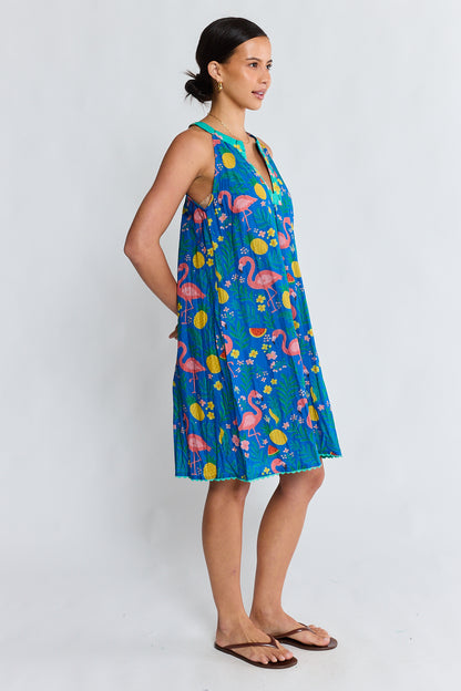 LulaLife Flamingo Sundress Azure