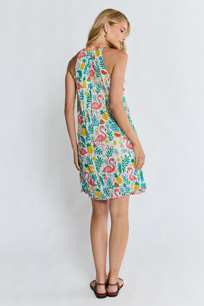 LulaLife Flamingo Sundress White