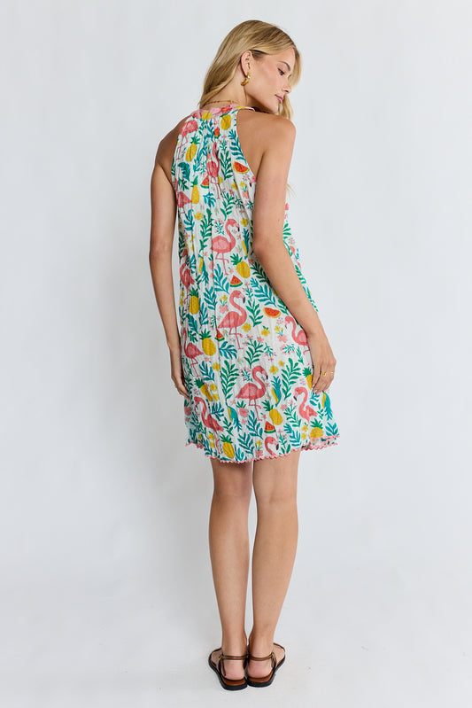 LulaLife Flamingo Sundress White