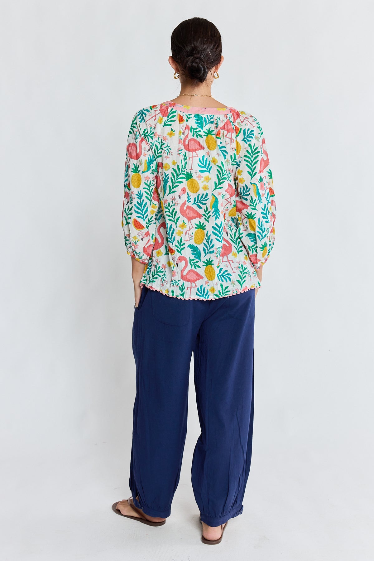 LulaLife Flamingo Top White