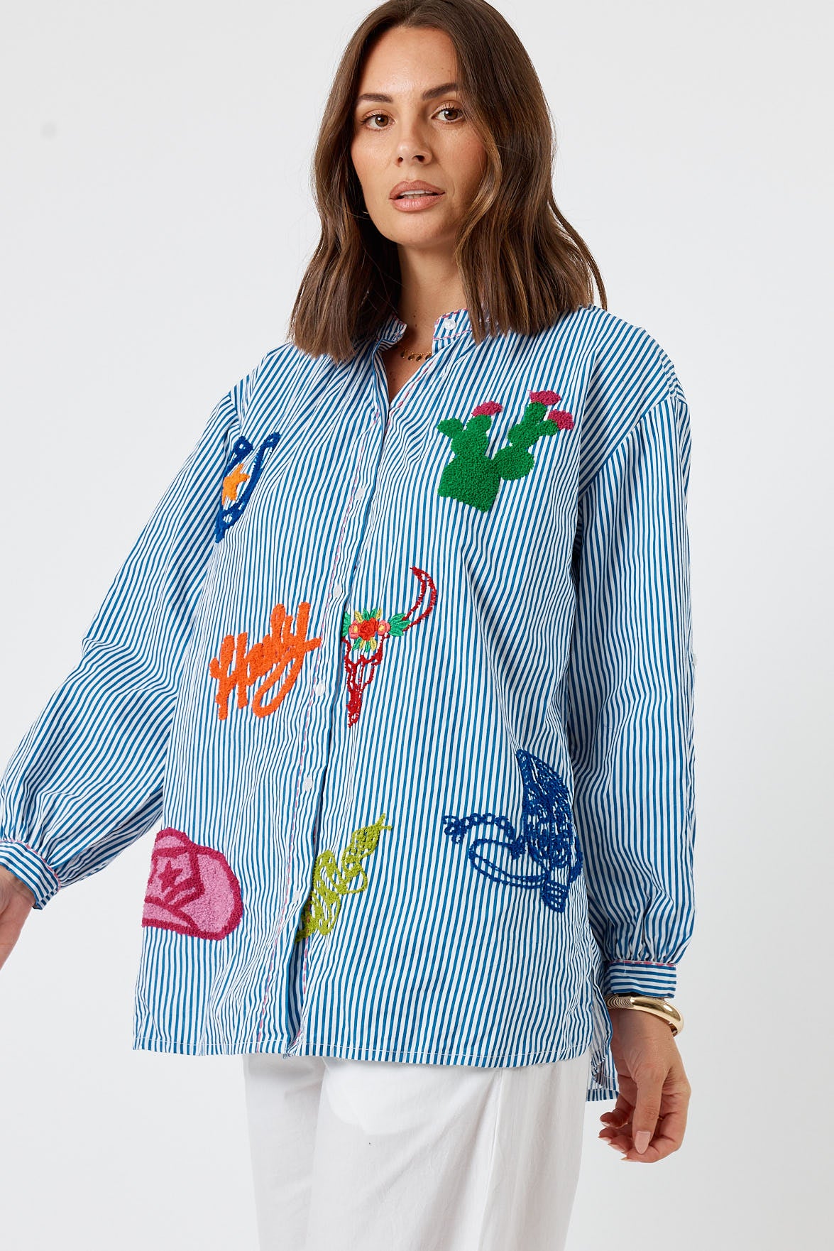 LulaLife Howdy Shirt Navy Stripe