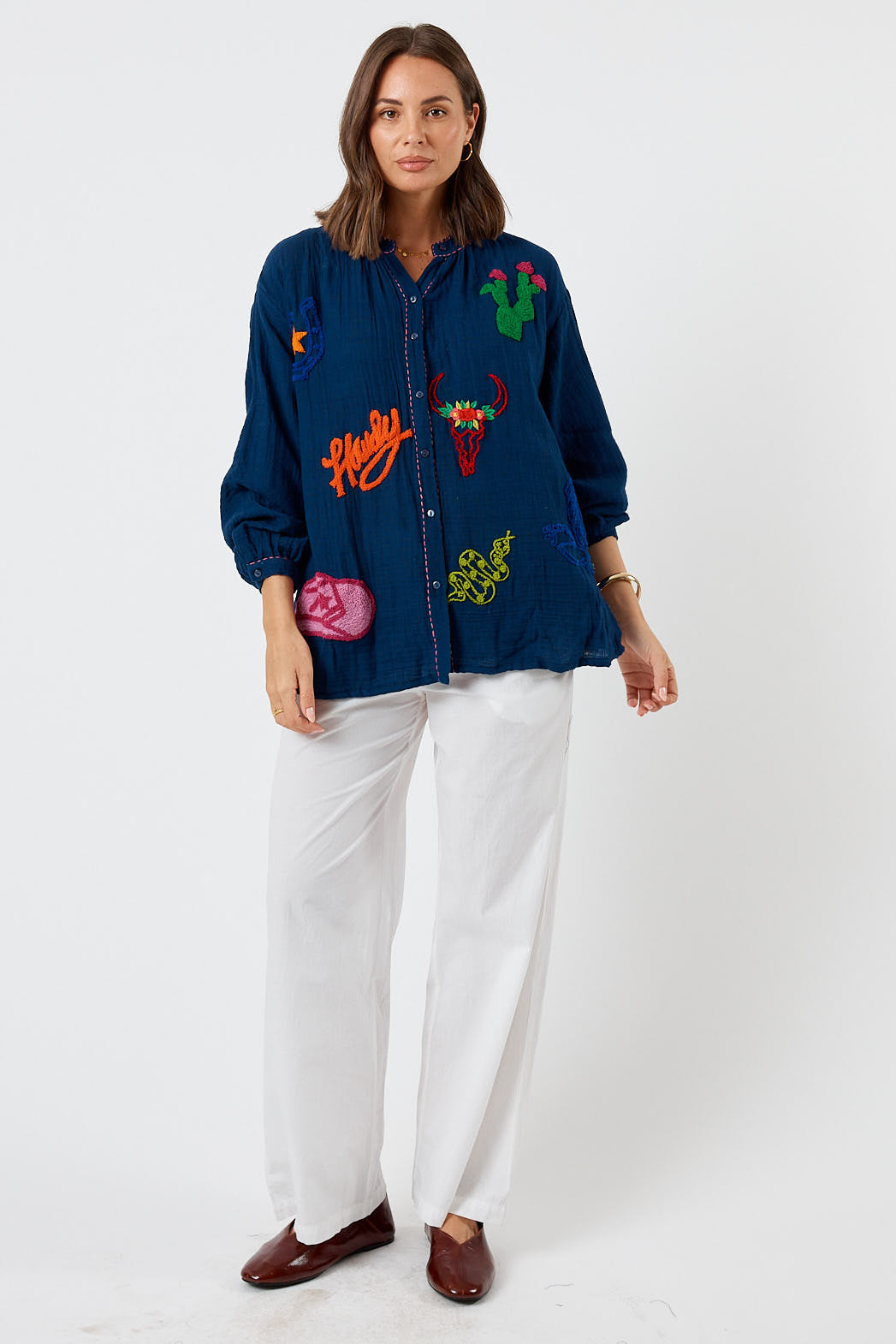 LulaLife Howdy Shirt Navy