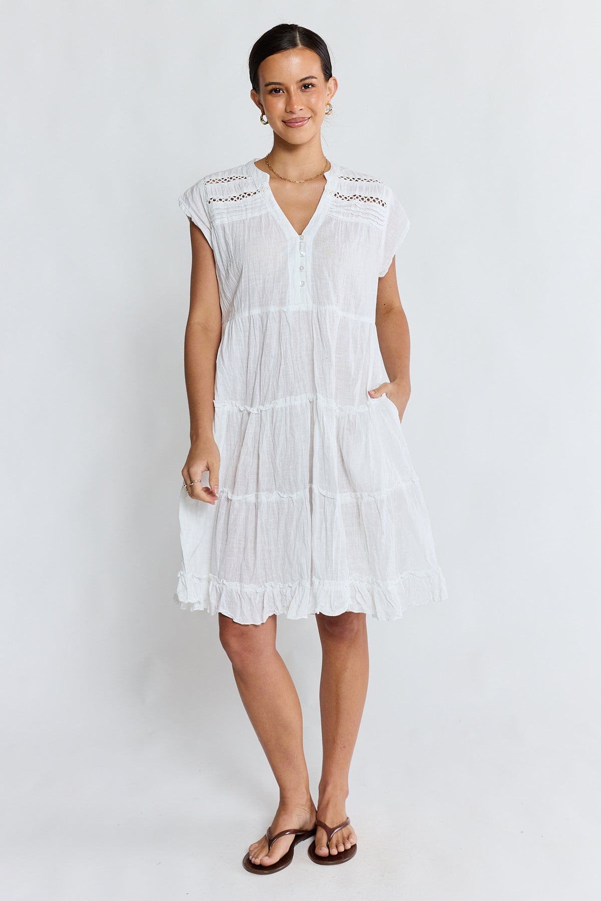 LulaLife Laverne Tier Dress White