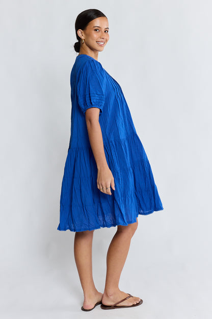 LulaLife Marilyn Button Dress Azure