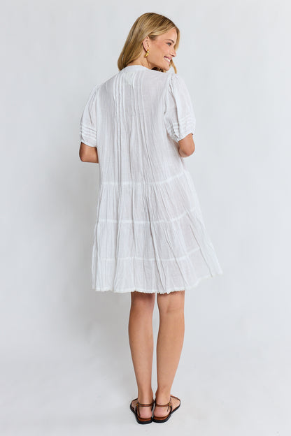 LulaLife Marilyn Button Dress White