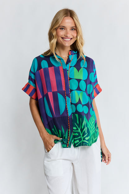 LulaLife Rhea Shirt Navy