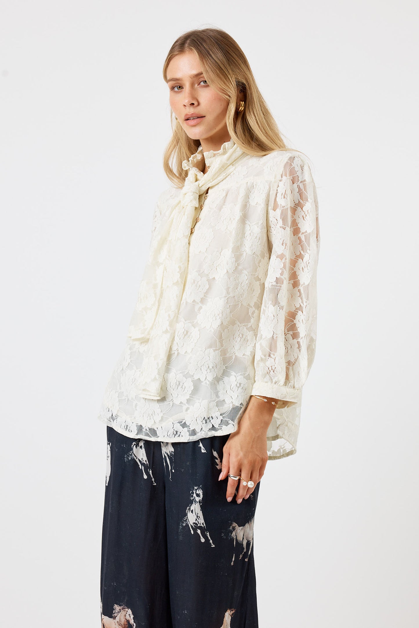 LulaSoul Chandler Lace Shirt Cream