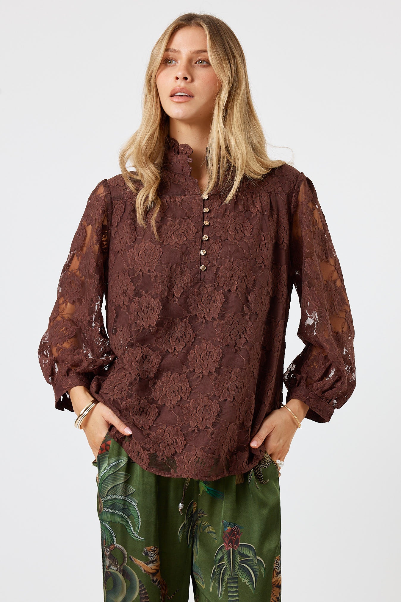 LulaSoul Chandler Lace Shirt Espresso
