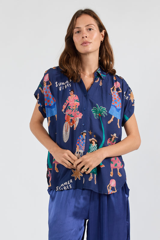 LulaSoul Summer Vibes Top Navy